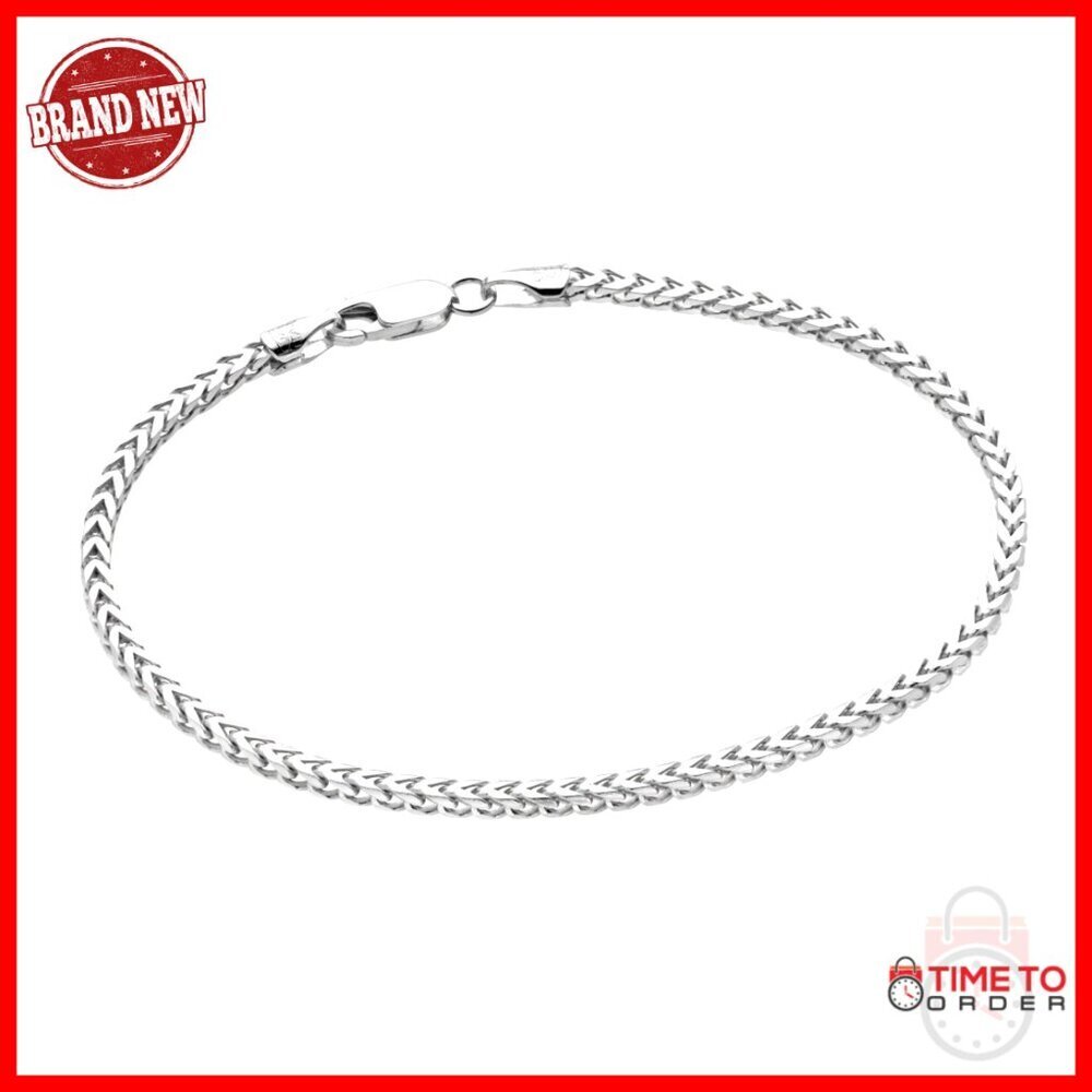 925 Sterling Silver Franco Box Link Chain Bracelet Unisex 2.5mm